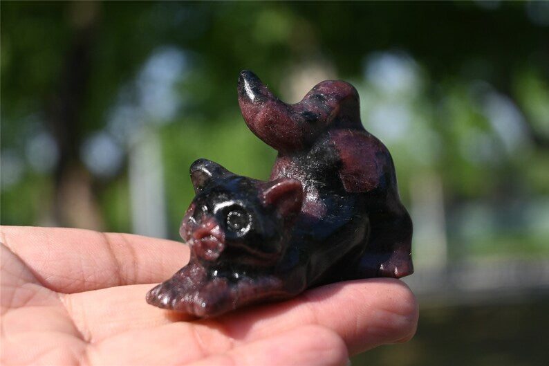 2.2'' Natural carved Garnet cat，Quartz crystal，Crystal decor，Crystal cat，Crystal gift，Crystal ornament，Chakra Reiki healing 1PC