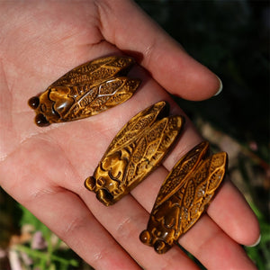 1.8" Natural Tiger'eyes Jasper Carved Cicada,Quartz Crystal Pendant,Cicada Statue,Crystal Cicada,Reiki Healing,Crystal gifts 1PC