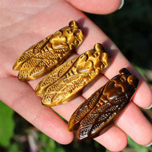 1.8" Natural Tiger'eyes Jasper Carved Cicada,Quartz Crystal Pendant,Cicada Statue,Crystal Cicada,Reiki Healing,Crystal gifts 1PC