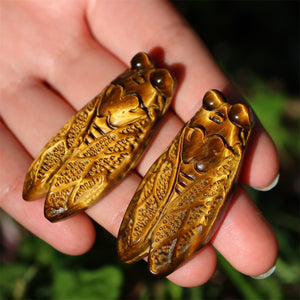 1.8" Natural Tiger'eyes Jasper Carved Cicada,Quartz Crystal Pendant,Cicada Statue,Crystal Cicada,Reiki Healing,Crystal gifts 1PC