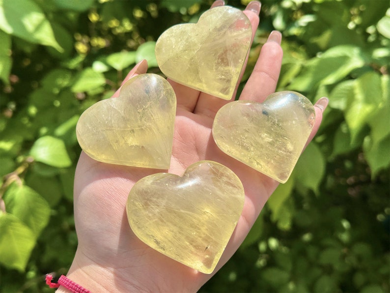 2.4" Natural Citrine Heart Stone Carving,Crystal Quartz Heart,Healing Palm Stone,Hand Carved,Reiki Healing Crystal,Home Decor,Crystal Gifts