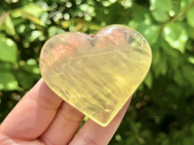 2.4" Natural Citrine Heart Stone Carving,Crystal Quartz Heart,Healing Palm Stone,Hand Carved,Reiki Healing Crystal,Home Decor,Crystal Gifts