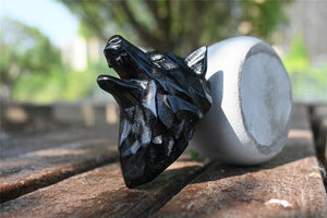 2.7'' Natural Hand carved Obsidian Wolf skull，Crystal Wolf skull，Crystal gift，Quartz Crystal，Crystal ornament，Crystal Healing