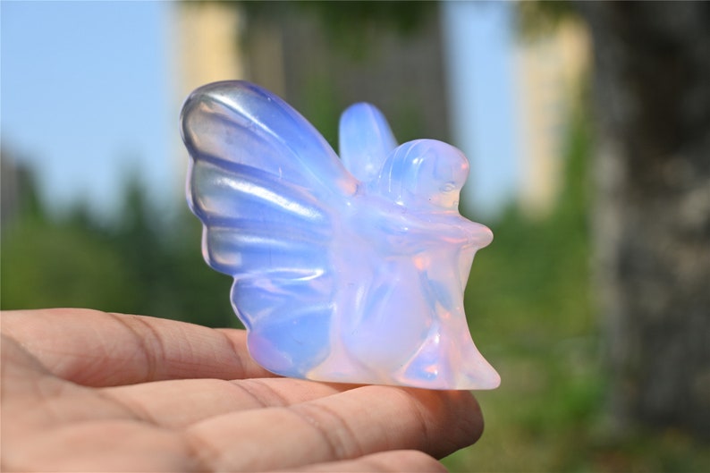 2.2" Pink Opalite Fairy Butterfly,,Pink Opalite Fairy Butterfly,Crystal Carved Fairy Butterfly,Crystal Healing，Crystal Gifts 1PC