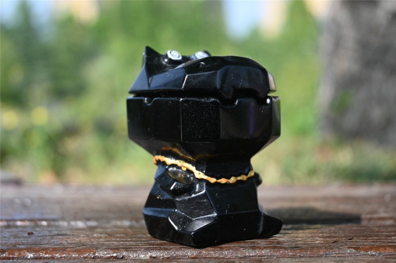2.6'' Natural Obsidian Hippo，Crystal skull，Crystal gift，Quartz Crystal，Holiday gift，Crystal ornament，Crystal Healing（Separable）