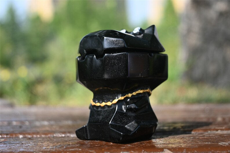 2.6'' Natural Obsidian Hippo，Crystal skull，Crystal gift，Quartz Crystal，Holiday gift，Crystal ornament，Crystal Healing（Separable）