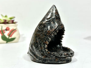 4.4" Natural Yooperlite Hand Carved Shark Head,Crystal Quartz Skull,Shark Carving,EnergyCrystal,Home Decor,Reiki healing,Crystal gift 1PC