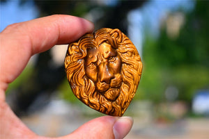 2'' carved Natural Tiger's eye Lion skull pendant，Crystal lion，Crystal lion，Crystal Healing，crystal Gift Collect Decor Easter gift 1PC