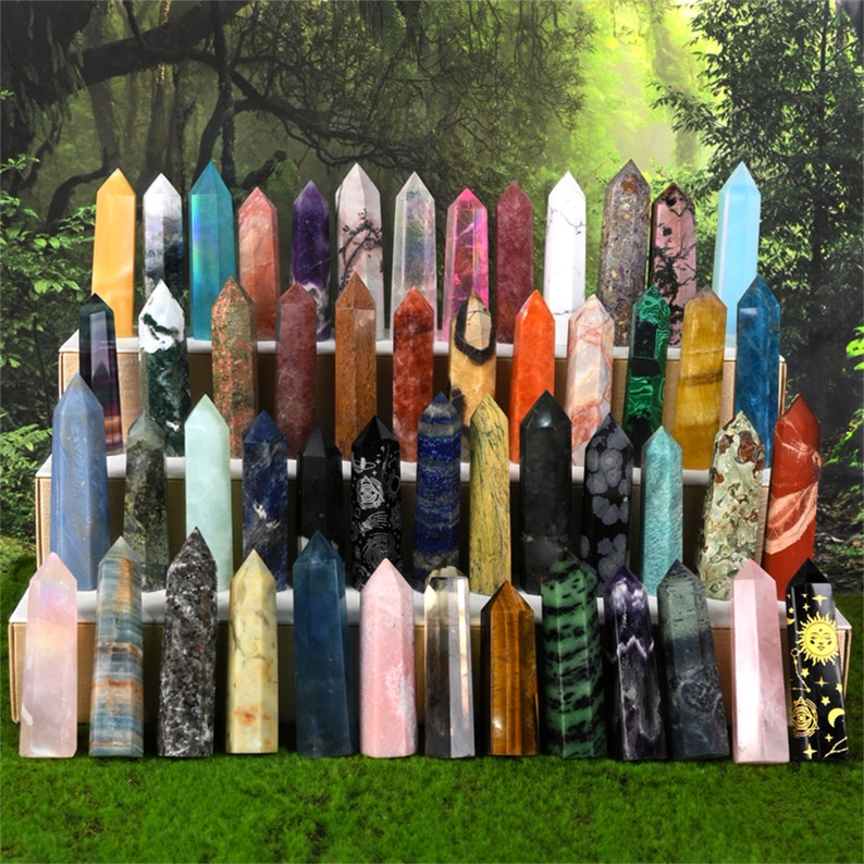 4" Natural Crystal Hand Carved Obelisk,Quartz Crystal Tower,Point Tower,Healing Crystal,Home Decoration,Crystal Gifts,43 Materials Available