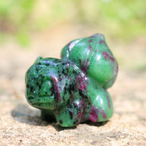 1.3" Natural Zoisite Carved Bulbasaur,Zoisite frog,Crystal Bulbasaur,Crystal Pokemon ,Reiki healing，Crystal Bulbasaur,Crystal Gifts 1PC