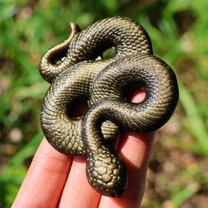 3.2" Natural Gold Obsidian Snake ,Hand Carved Snake ,Gold Snake Carving,Home Decor,Healing Pendant,Crystal Gifts