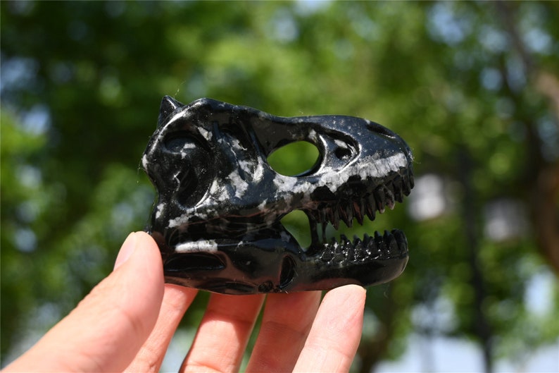 3.1'' Natural Carved Unknown Quartz Dinosaur Skull，Quartz crystal，Crystal Carved Dinosaur skull，Crystal healing skull 1PC