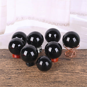 5CM+ Natural Obsidian Hand Carved Sphere,Crystal Quartz Ball,Home Decor,Reiki healing,Energy Crystal Ball,Crystal gift 1PC (Free Base）