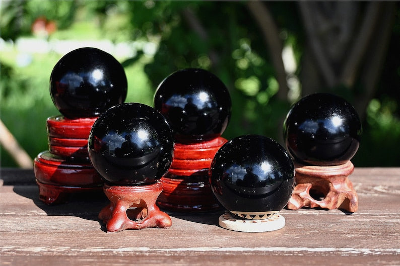 40mm+ Natural Obsidian Sphere,Quartz Crystal Ball，Crystal sphere,Polishing Obsidain ball by hand，Crystal Healing Divination ball Gift 1PC