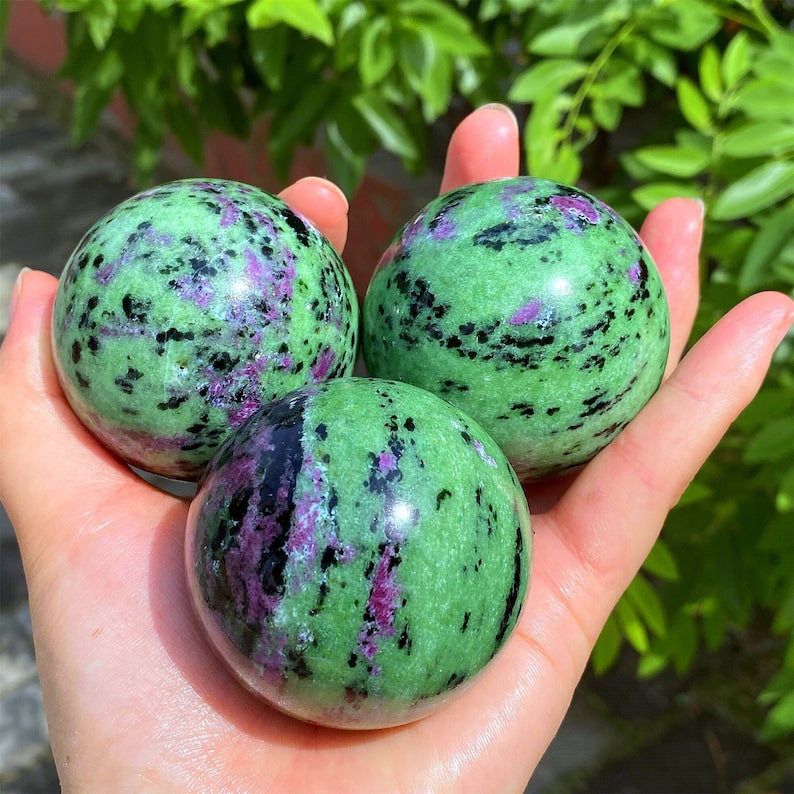55mm+ Natural Zoisite Ball, Quartz Sphere, Crystal Ball, Reiki Healing, Crystal Chakra,Mineral Specimen, Home Decoration, Crystal Gifts.