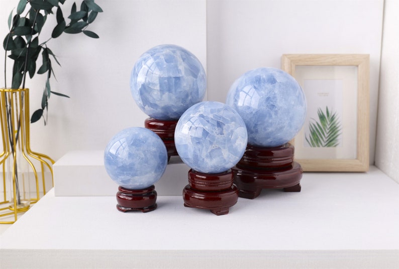 50mm+ Natural Celestite Carved Sphere,Quartz Crystal,Crystal Quartz ball,Crystal Reiki Healing,Home Decor,Energy Crystal Gift 1PC