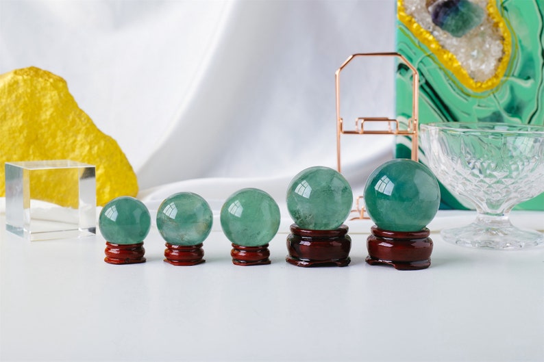 50mm+ Natural Green Fluorite Carved Sphere,Quartz Crystal,Fluorite ball,Crystal Reiki Healing,Home Decor,Reiki healing,Energy Crystal Gift