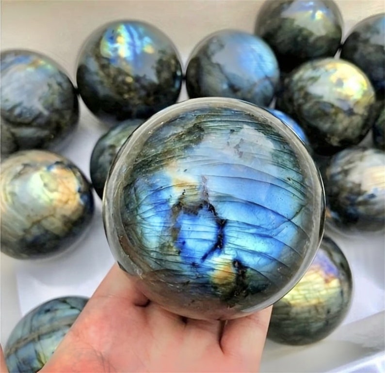 5CM+ Natural Blue Labradorite Hand Carved Sphere,Quartz Crystal Ball,Labradorite Ball,Home Decor,Crystal Healing Divination ball,CrystalGift