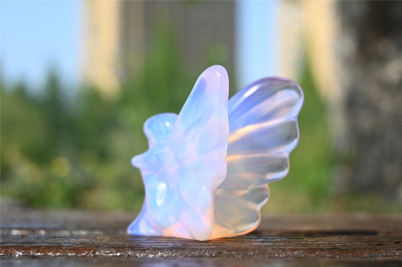 2.2" Pink Opalite Fairy Butterfly,,Pink Opalite Fairy Butterfly,Crystal Carved Fairy Butterfly,Crystal Healing，Crystal Gifts 1PC