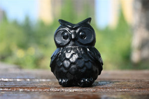 2'' Natural carved Obsidian Owl，Crystal character，Crystal owl，Owl skull，Quartz Crystal，Crystal ornament，Crystal Healing 1PC