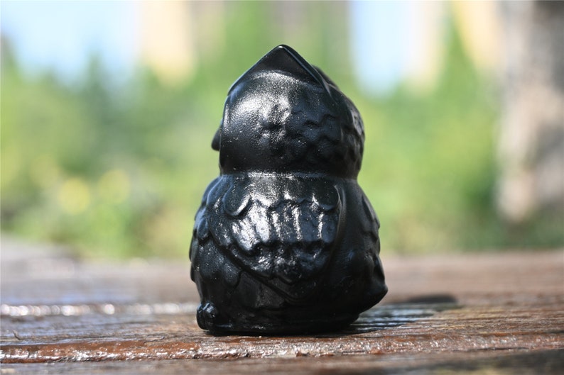 2'' Natural carved Obsidian Owl，Crystal character，Crystal owl，Owl skull，Quartz Crystal，Crystal ornament，Crystal Healing 1PC
