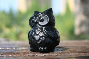 2'' Natural carved Obsidian Owl，Crystal character，Crystal owl，Owl skull，Quartz Crystal，Crystal ornament，Crystal Healing 1PC
