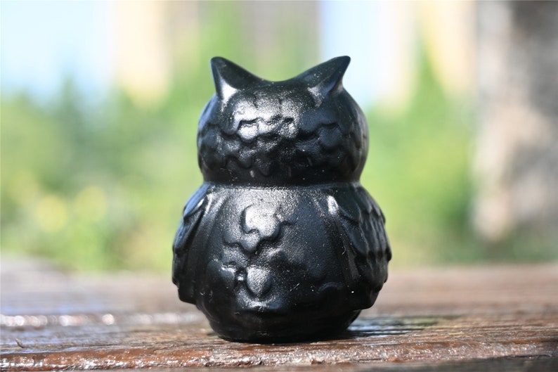 2'' Natural carved Obsidian Owl，Crystal character，Crystal owl，Owl skull，Quartz Crystal，Crystal ornament，Crystal Healing 1PC