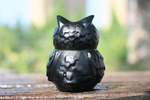 2'' Natural carved Obsidian Owl，Crystal character，Crystal owl，Owl skull，Quartz Crystal，Crystal ornament，Crystal Healing 1PC
