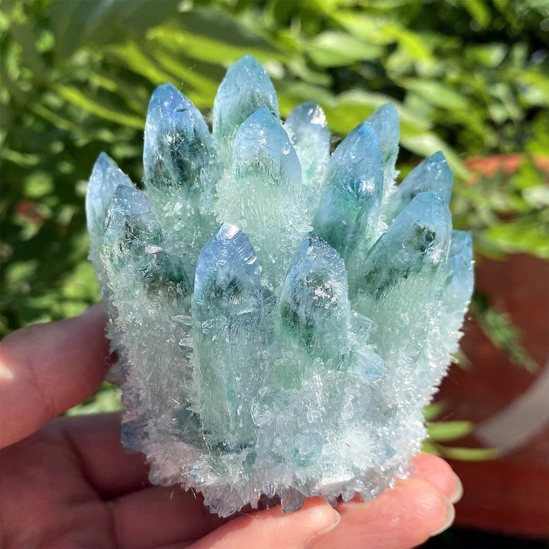 400g+ Green Point Quartz Crystal Cluster,Green Crystal Cluster,Quartz Vug,Mineral Specimen,Home Decoration,Reiki Healing,Crystal Gifts.
