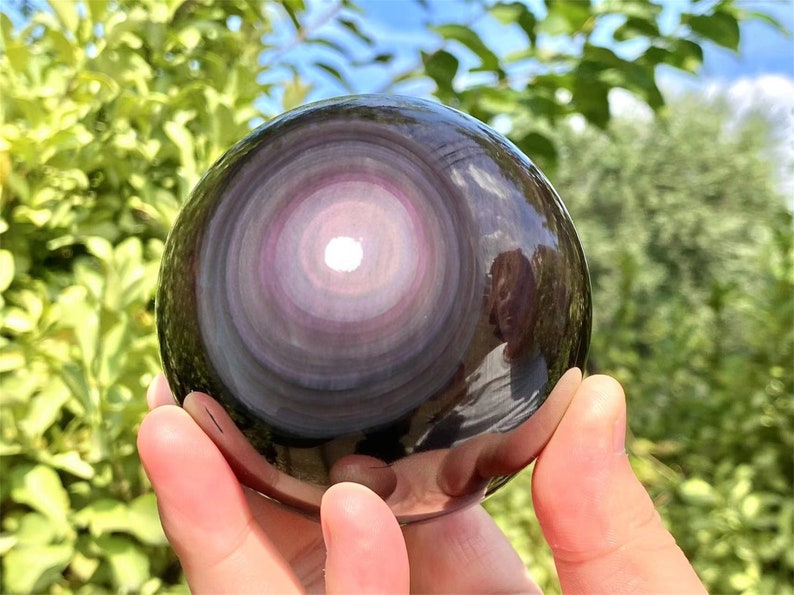 5CM+ Natural Rainbow Obsidian Hand Carved Sphere,Quartz Crystal Ball,Rainbow Obsidian Ball,Home Decor,Energy Crystal Ball,Crystal Gifts 1PC