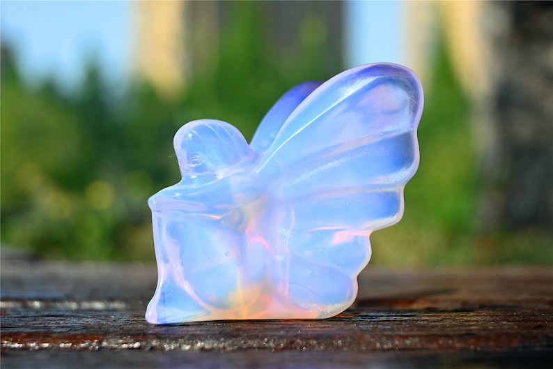 2.2" Pink Opalite Fairy Butterfly,,Pink Opalite Fairy Butterfly,Crystal Carved Fairy Butterfly,Crystal Healing，Crystal Gifts 1PC