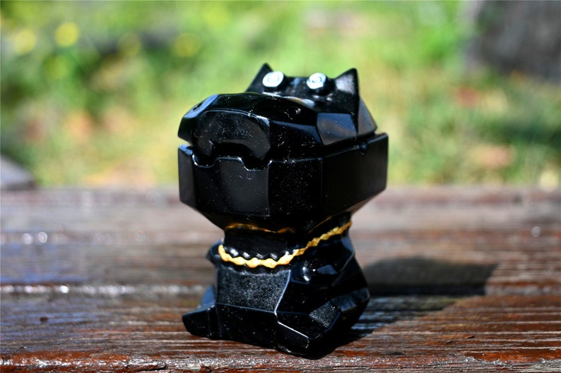 2.6'' Natural Obsidian Hippo，Crystal skull，Crystal gift，Quartz Crystal，Holiday gift，Crystal ornament，Crystal Healing（Separable）