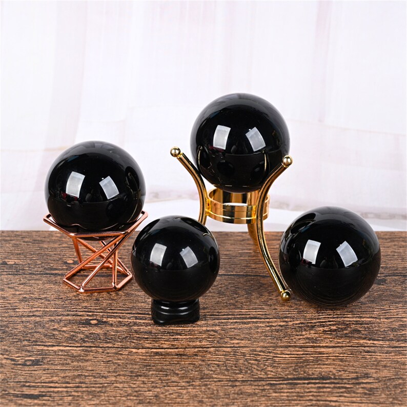 5CM+ Natural Obsidian Hand Carved Sphere,Crystal Quartz Ball,Home Decor,Reiki healing,Energy Crystal Ball,Crystal gift 1PC (Free Base）