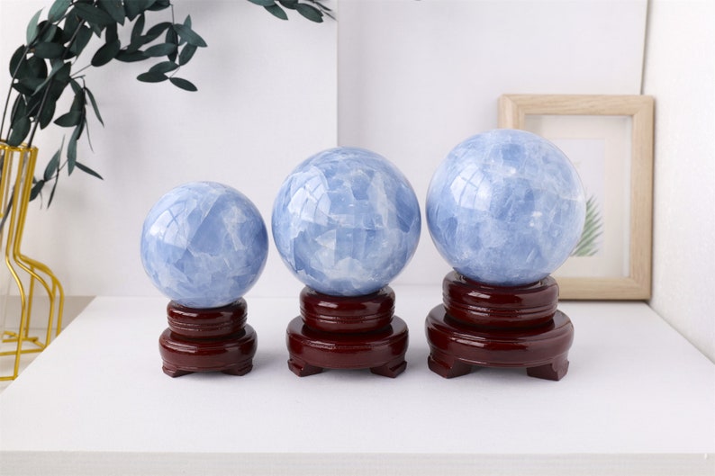 50mm+ Natural Celestite Carved Sphere,Quartz Crystal,Crystal Quartz ball,Crystal Reiki Healing,Home Decor,Energy Crystal Gift 1PC
