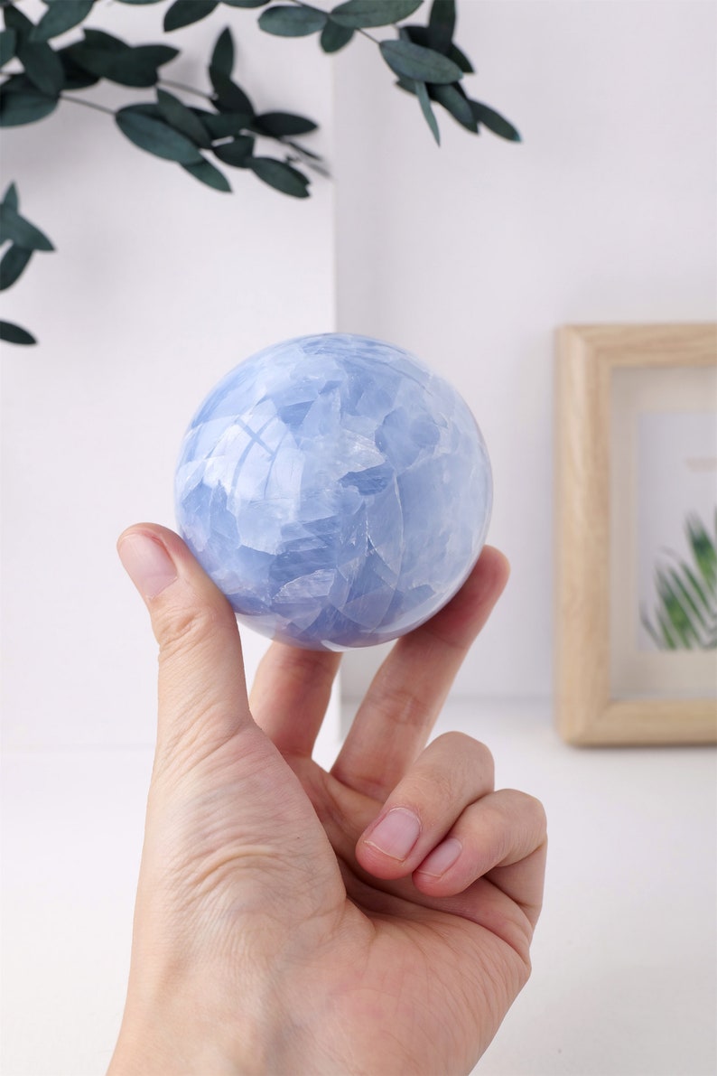 50mm+ Natural Celestite Carved Sphere,Quartz Crystal,Crystal Quartz ball,Crystal Reiki Healing,Home Decor,Energy Crystal Gift 1PC