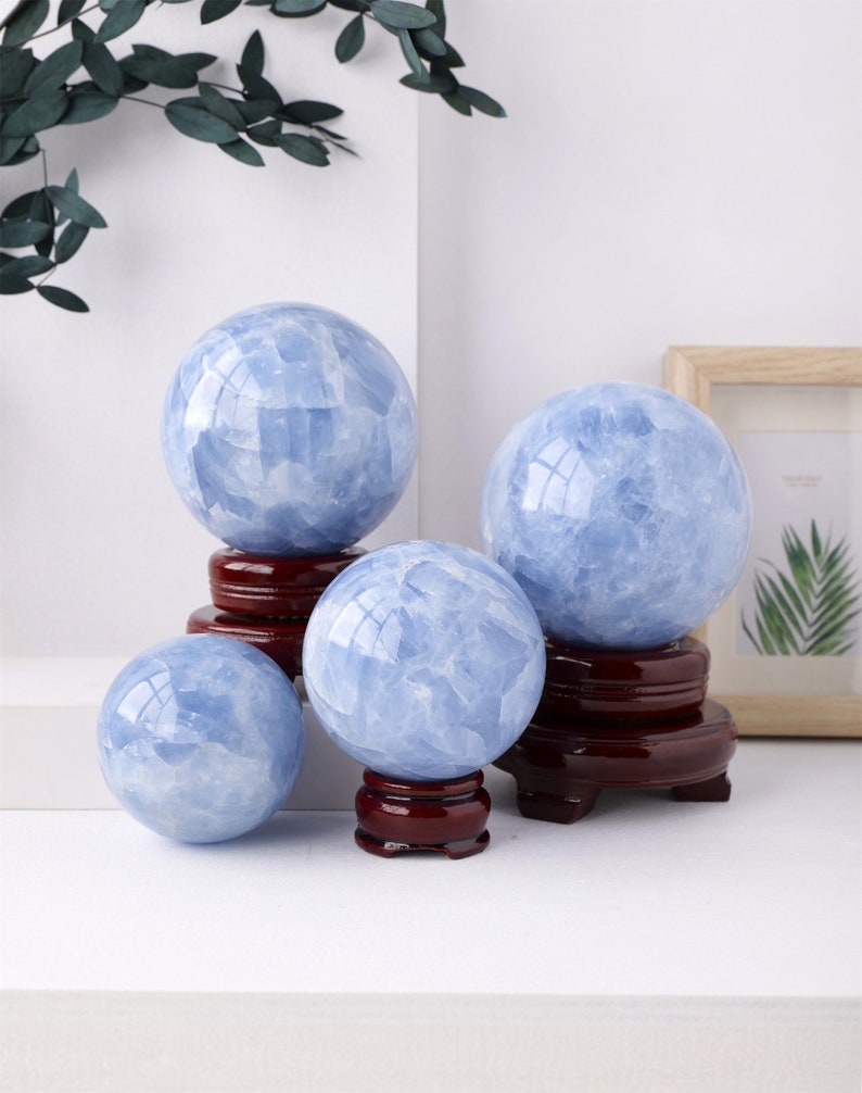 50mm+ Natural Celestite Carved Sphere,Quartz Crystal,Crystal Quartz ball,Crystal Reiki Healing,Home Decor,Energy Crystal Gift 1PC