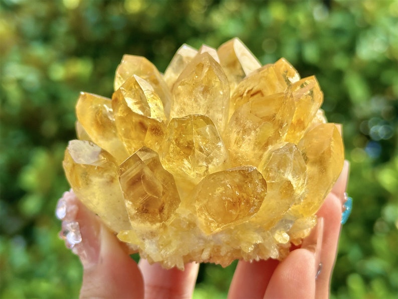400g+ Natural Citrine Quartz Cluster,Cluster Crystal,Quartz Point VUG,Home Decor,Energy Crystal,Reiki healing,Carved Cluster,Crystal gift1PC