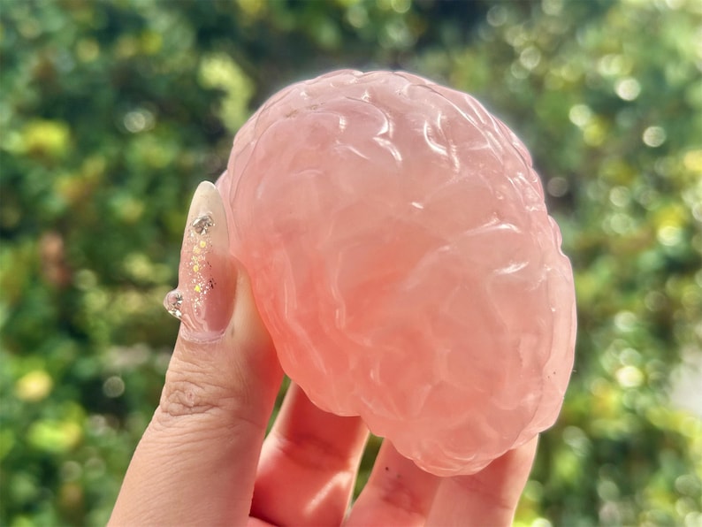 3.2" Natural Rose Quartz Hand Carved Cerebrum,Crystal Quartz Skull,Cerebrum Carving,Energy crystal,Reiki healing,Home Decor,Crystal gift 1PC