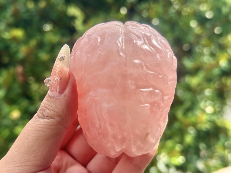 3.2" Natural Rose Quartz Hand Carved Cerebrum,Crystal Quartz Skull,Cerebrum Carving,Energy crystal,Reiki healing,Home Decor,Crystal gift 1PC