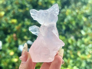 3.2" Natural Rose Quartz Hand Carved Dragon,Crystal Quartz Dragon Skull,Dragon Carving,Energy crystal,Reiki healing,Home Decor,Crystal gift