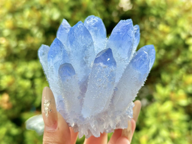300g+ Blue Clear Quartz Cluster,Cluster Crystal,Quartz Point VUG,Home Decor,Energy Crystal,Reiki healing,Crystal gift 1PC