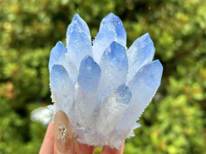 300g+ Blue Clear Quartz Cluster,Cluster Crystal,Quartz Point VUG,Home Decor,Energy Crystal,Reiki healing,Crystal gift 1PC