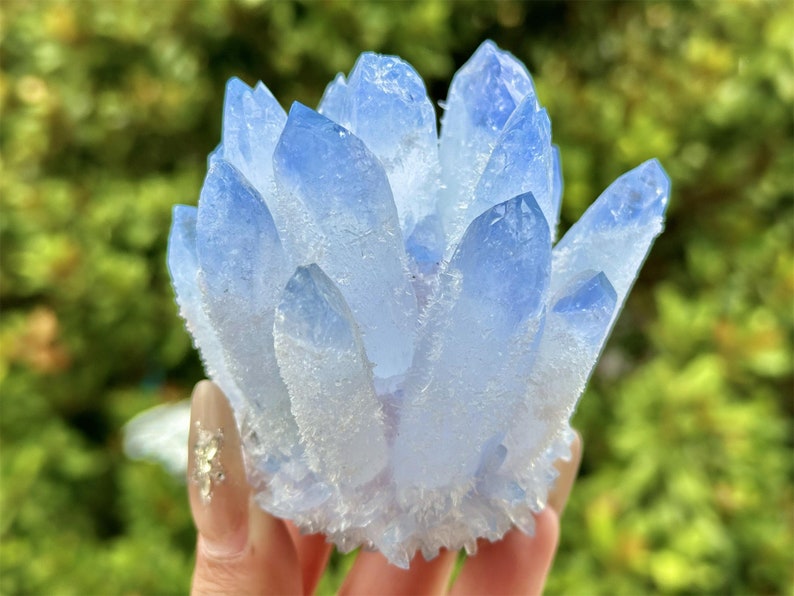 300g+ Blue Clear Quartz Cluster,Cluster Crystal,Quartz Point VUG,Home Decor,Energy Crystal,Reiki healing,Crystal gift 1PC