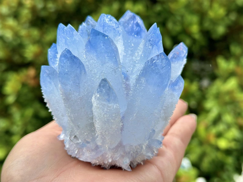 300g+ Blue Clear Quartz Cluster,Cluster Crystal,Quartz Point VUG,Home Decor,Energy Crystal,Reiki healing,Crystal gift 1PC