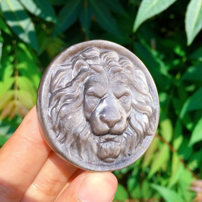 1PC Natural Silver Obsidian Lion,Quartz Crystal Lion,Crystal Carved,Mineral Specimen,Rock,Home Decoration,Reiki Healing,Crystal Gift