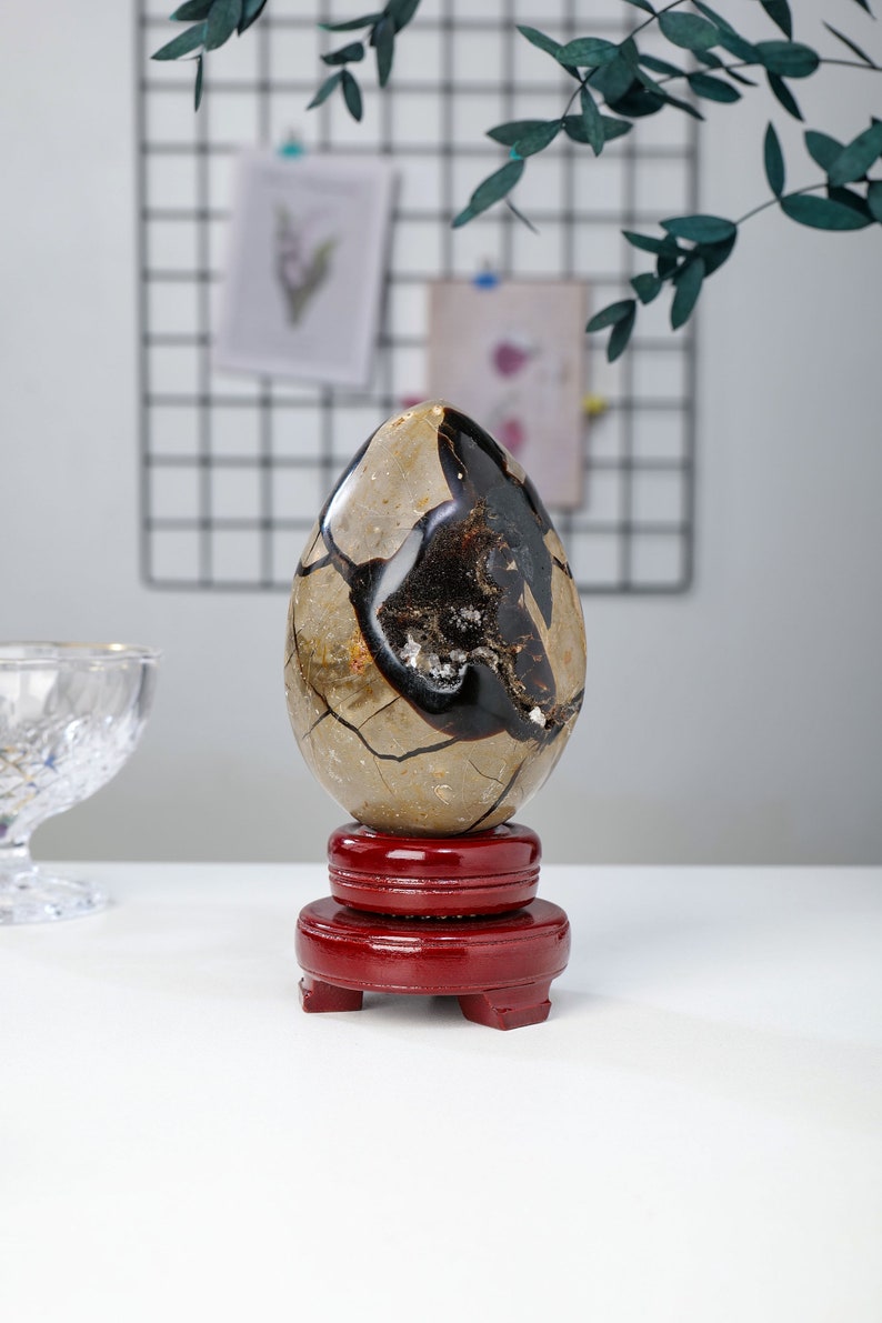 Natural Dragon septarian Hand Carved Egg,Septarian Dragon Egg,quartz crystal,Crystal egg,Home Decor,Crystal gifts 1pc+Free Base