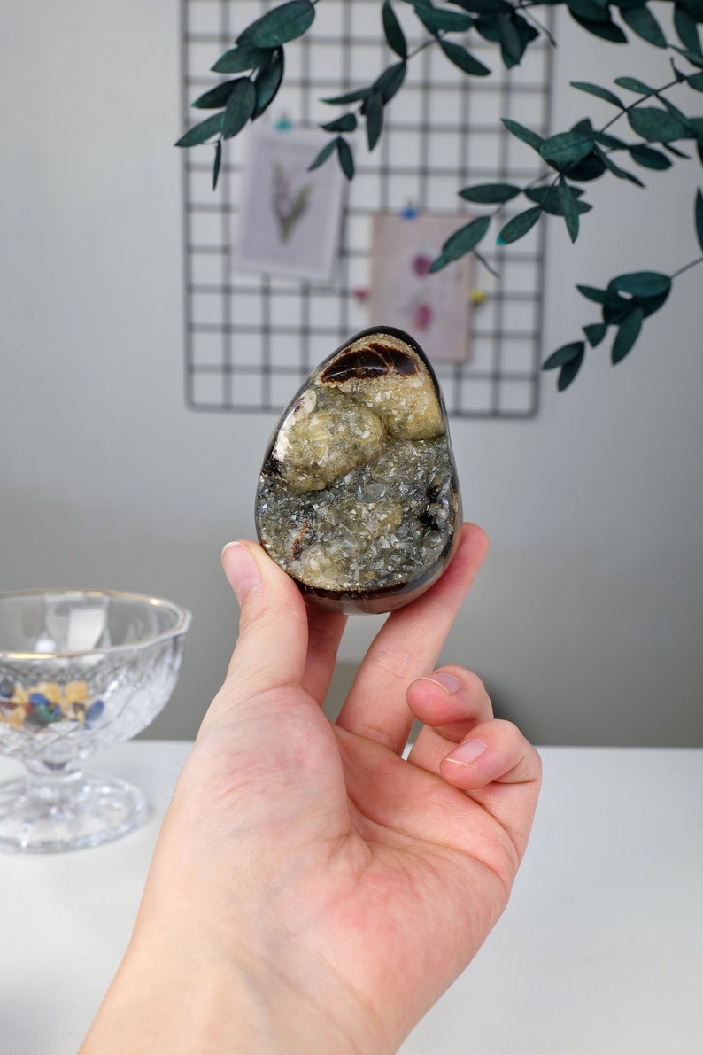 Natural Dragon septarian Hand Carved Egg,Septarian Dragon Egg,quartz crystal,Crystal egg,Home Decor,Crystal gifts 1pc+Free Base