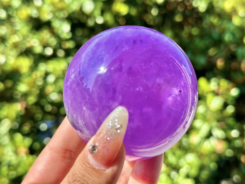 Natural Amethyst Hand Carved Sphere,Quartz Crystal Ball,Home Decor,Energy Crystal,Reiki Healing Crystal,Crystal Gift+Free Base 1PC