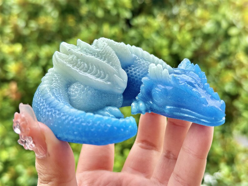 3.7'' Hand Carved Luminous Stone Dragon,Quartz Crystal Skull,Dragon Carving,Home Decor,Crystal ornament,Energy Crystal,Reiki healing 1PC