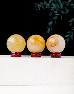 5CM+ Natural Yellow Fire Quartz Hand Carved Sphere,Quartz Crystal Ball,,Home Decor,Crystal Healing Divination ball,Crystal Gift 1PC
